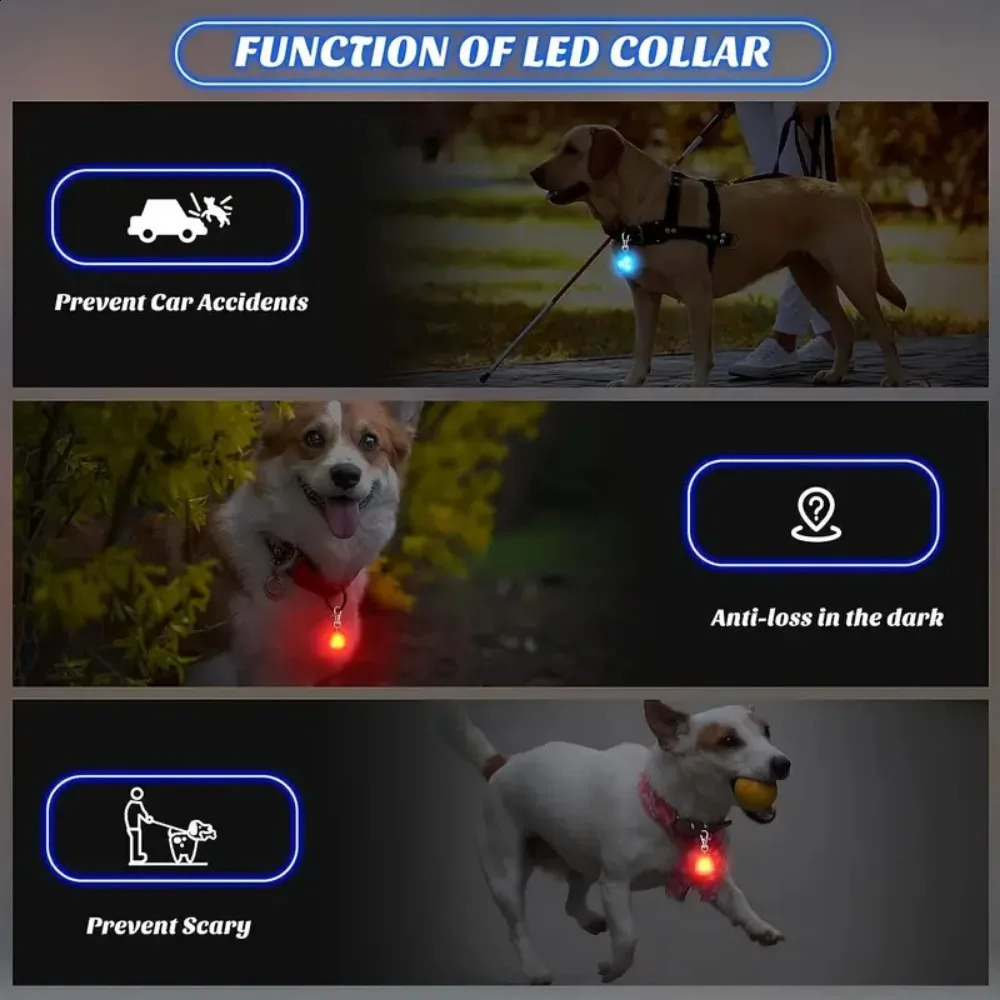 LED Pet Pendant Collar Waterproof Dog Collar Light for Outdoor Walking Safety Silicone LED Dog Collar Dog Tag Battery Included 250320