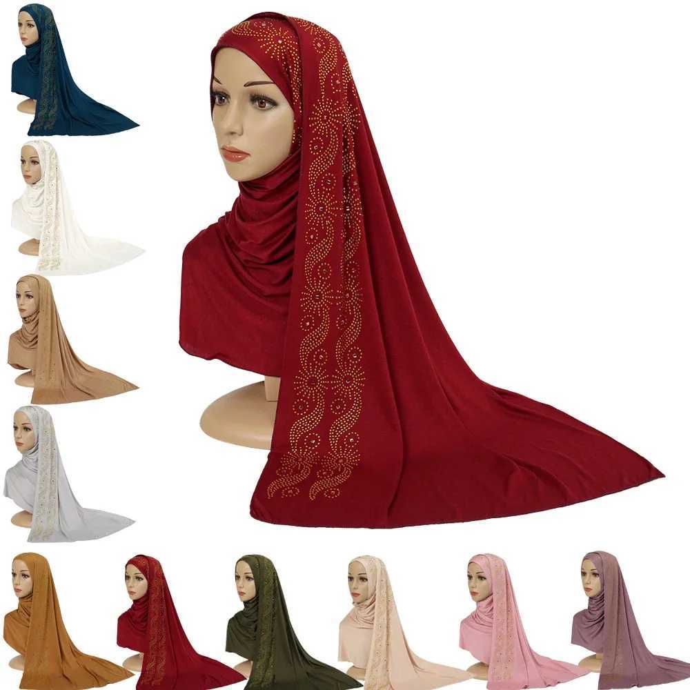 Jersey Fashion Muslim Wen Headband Rhinestone Long Scarf Trkiye Shawl Bag Bandana Scarf Arab Womens Headband X250324