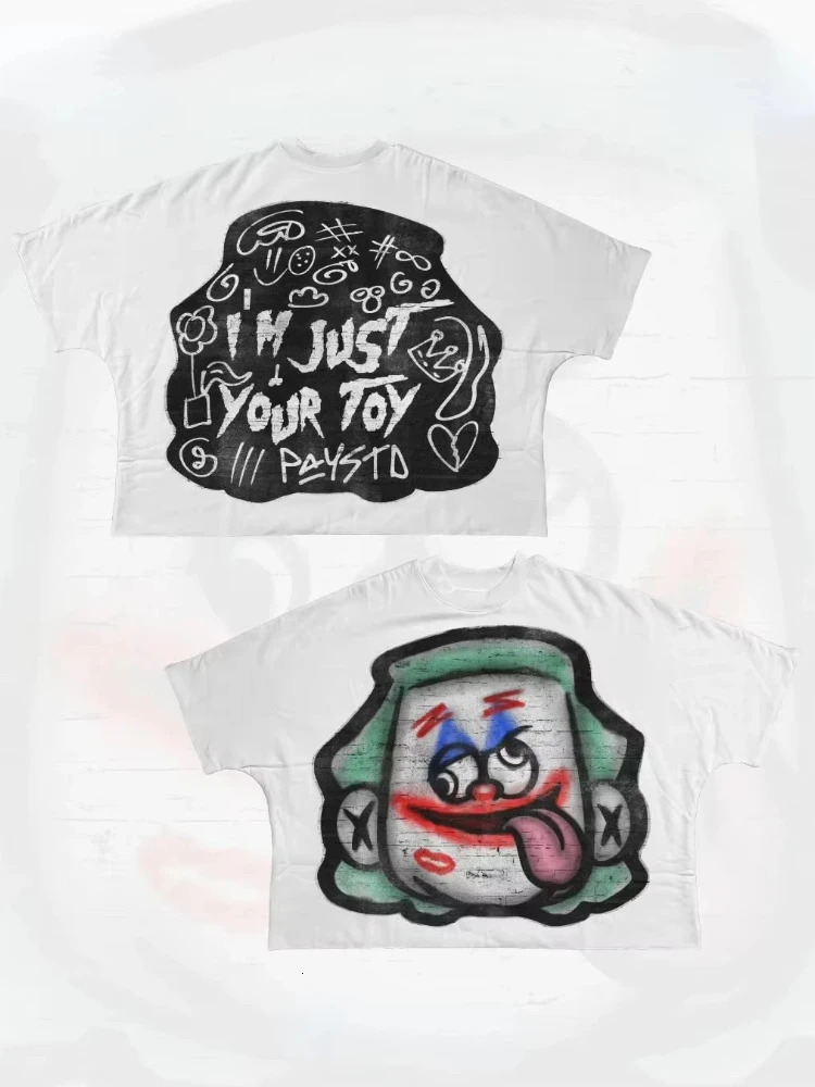 Y2k shirt with oversized printed graphic Tshirt hiphop punk mens and womens short sleeved pure cotton top Harajuku retro gothic streetwear 250324