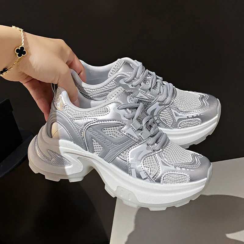 Moipeng womens shoes Sier thick soled casual shoes womens shoes lightweight breathable sports shoes Zapatos MujerXJ250324