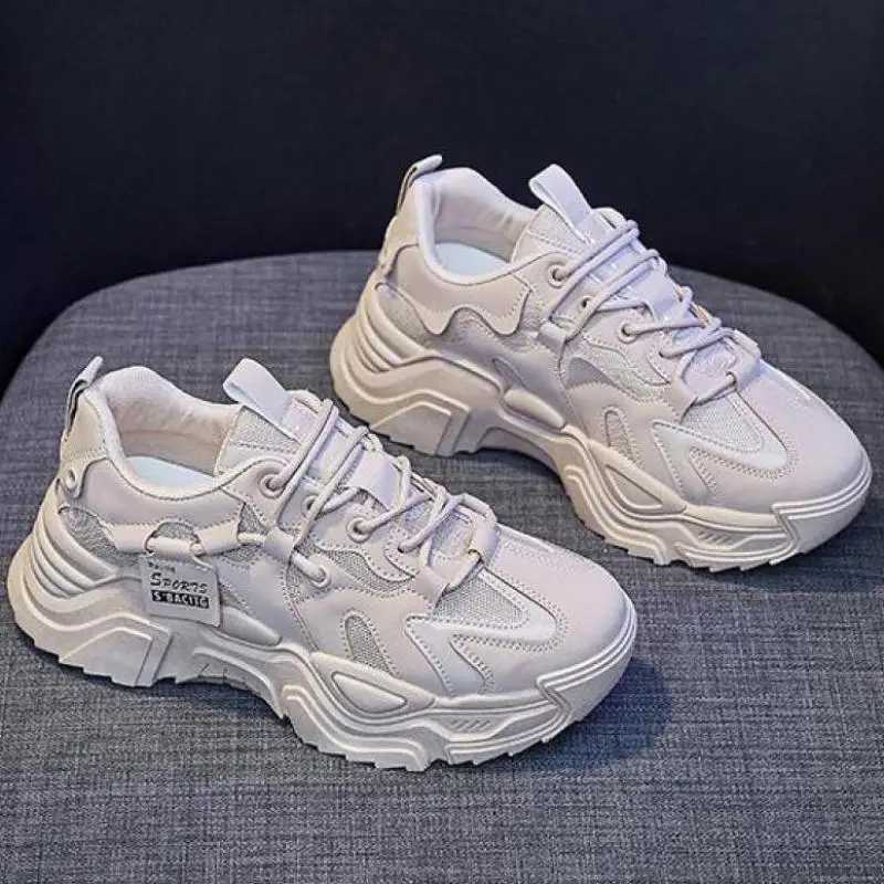 Womens white casual shoes thick soled sports shoes black womens 2025 Fi N-Slip Spring and Autumn platform sports shoes womensXJ250324