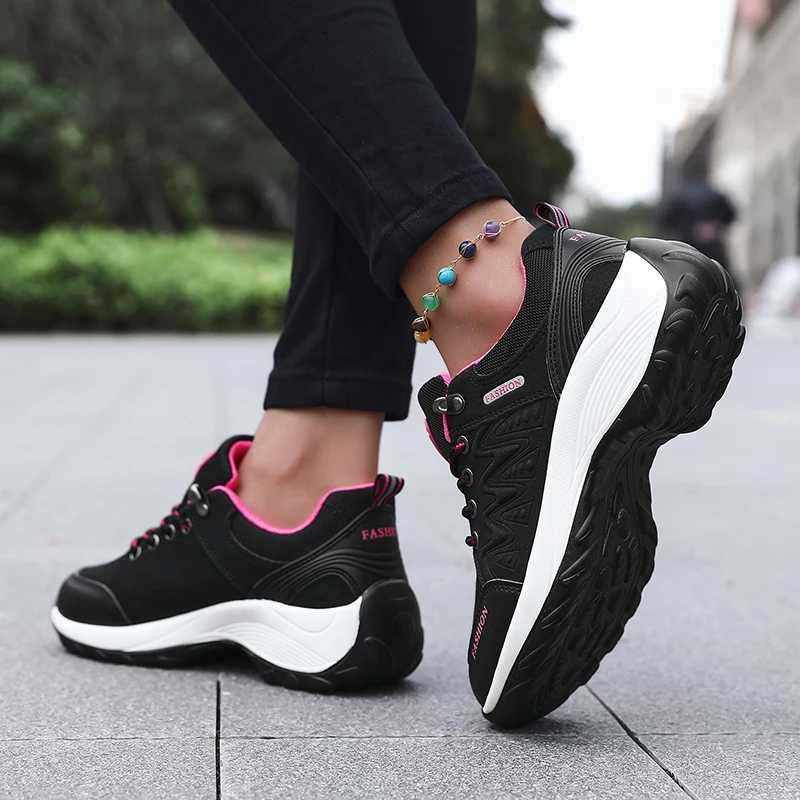 Womens sports shoes breathable platform lightweight Hiking Sports lace Up Fi new running comfortable fitness shoes free deliveryXJ250324