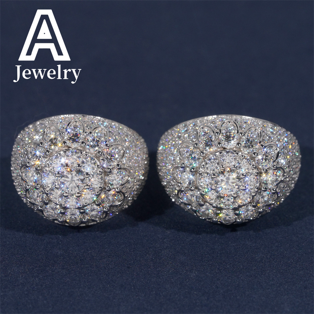 New Hip Hop Moissanite 925 Sterling Silver personality precision Mens street fashion ring Bestseller