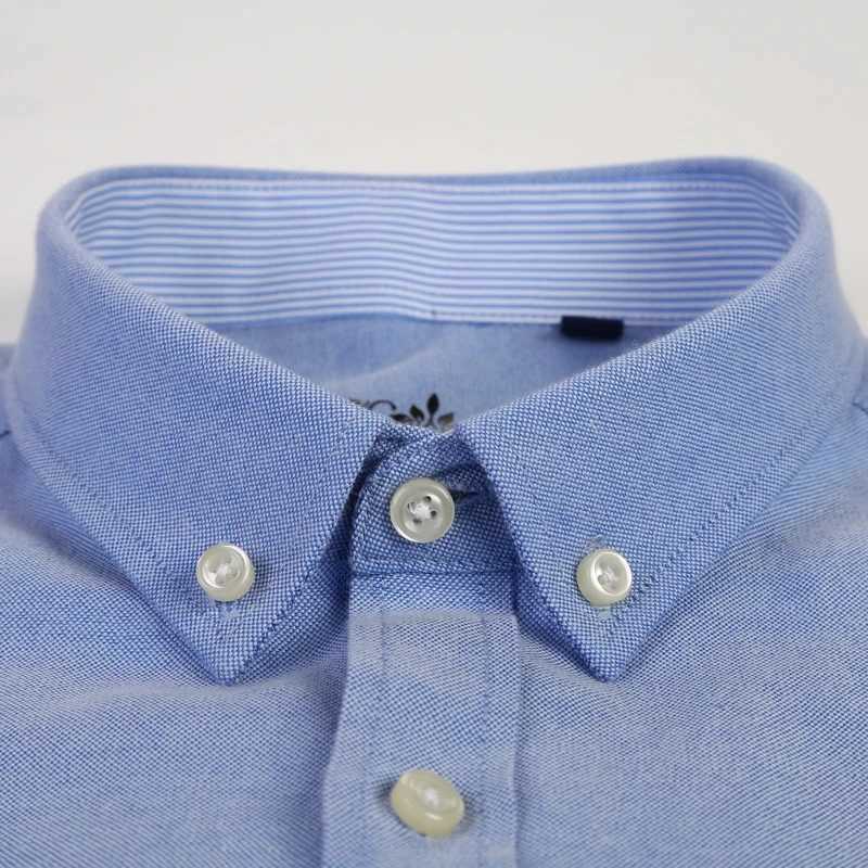 New S-7XL Cotton Oxford mens long sleeved plain casual shirt mens pocket regular fit button work mens shirt X250324