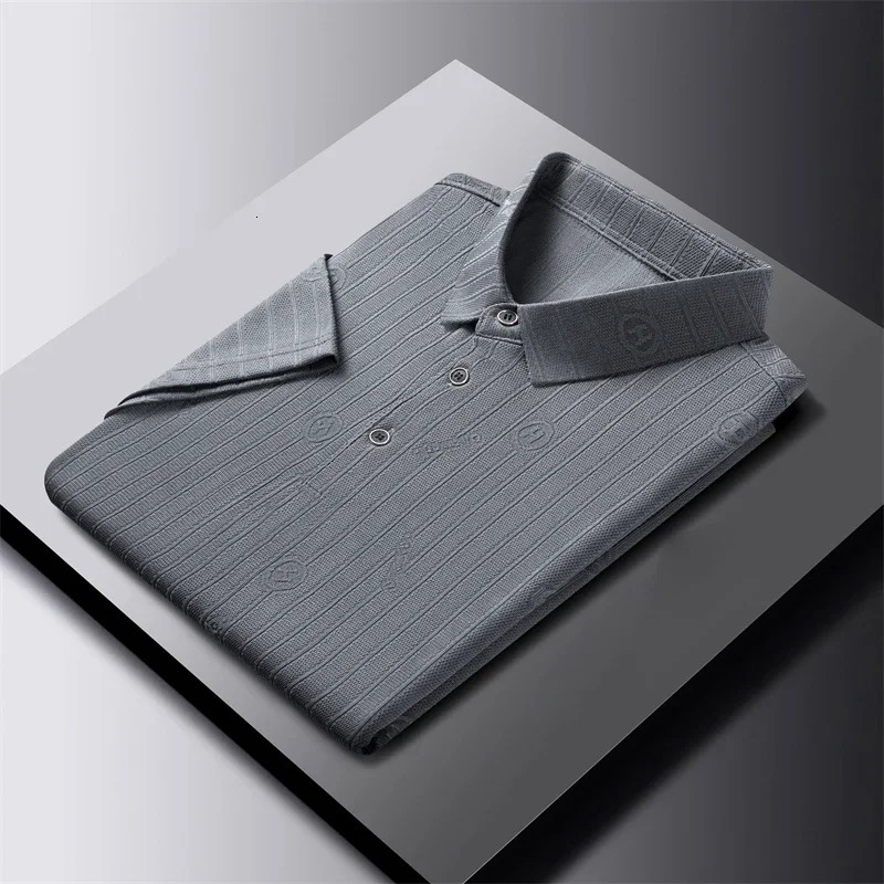 mens checkered badge short sleeved polo shirt summer casual top 250312