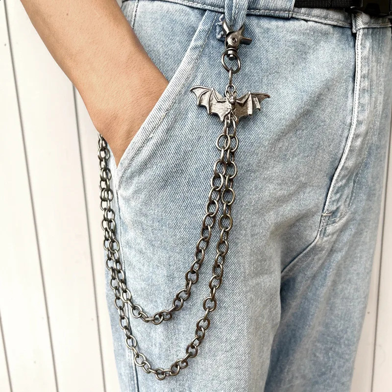 Metal Bat Rock Layered Chain Keychains For Men Women Waist Key Chain Wallet Jeans Hip-hop Pants Belt Chains Jewelry Accessories 250324