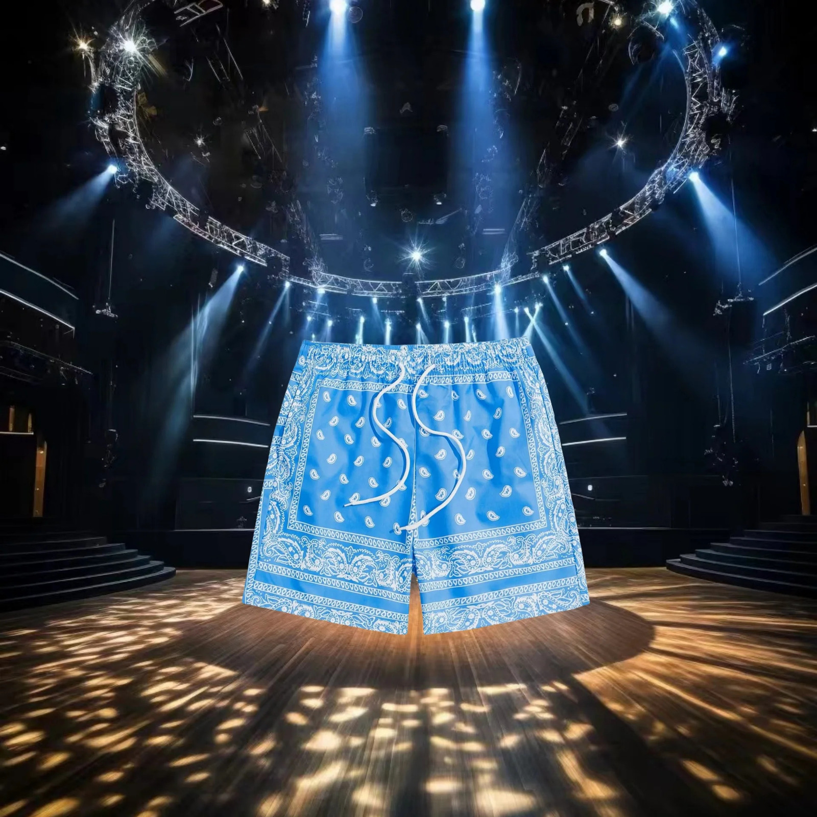 2025Free Shpping Shorts for Men Plus Size MenS Boho Drawstring Waist Paisley Print Summer Beach 250321