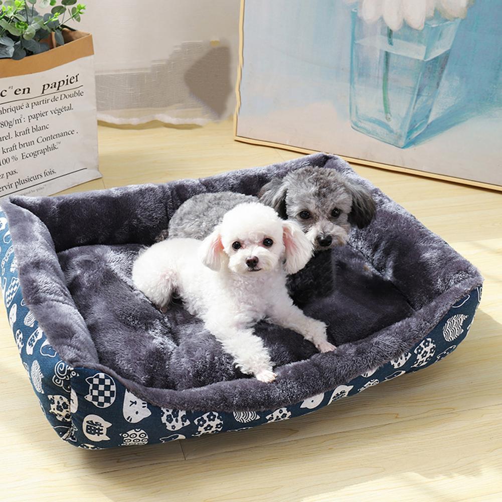 Pet Winter Nest - Cozy Rectangle-Shaped Kennel with Stylish Animal Pattern Cushions for Dogs & Cats