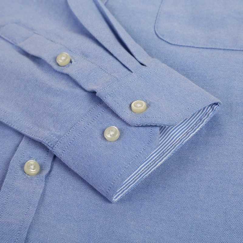 New S-7XL Cotton Oxford mens long sleeved plain casual shirt mens pocket regular fit button work mens shirt X250324