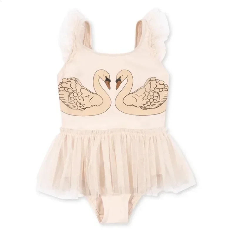 Swan Sunscreen swimsuit baby swimsuit girl swimsuit girl swimsuit cherry swimsuit bikini one-piece childrens swimsuit 250324
