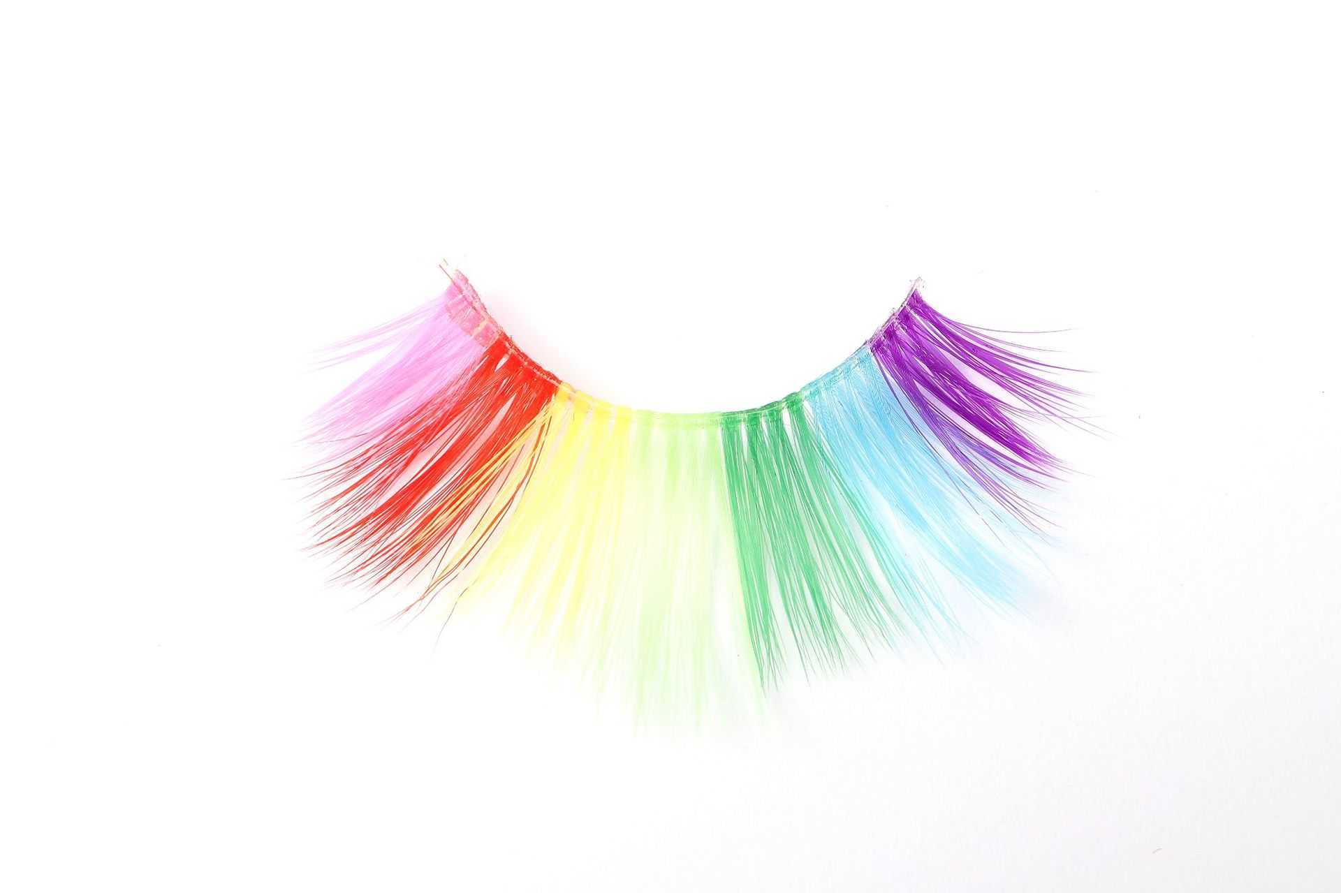 Colorful synthetic false eyelashes exaggerated stage creative makeup transparent stem thick and curly W250324