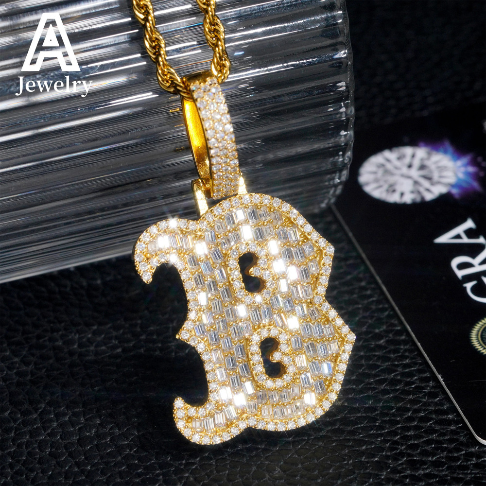 European and American hip hop 925 sterling silver vvs Moissamite pendant trend mens and womens letter necklace pendant