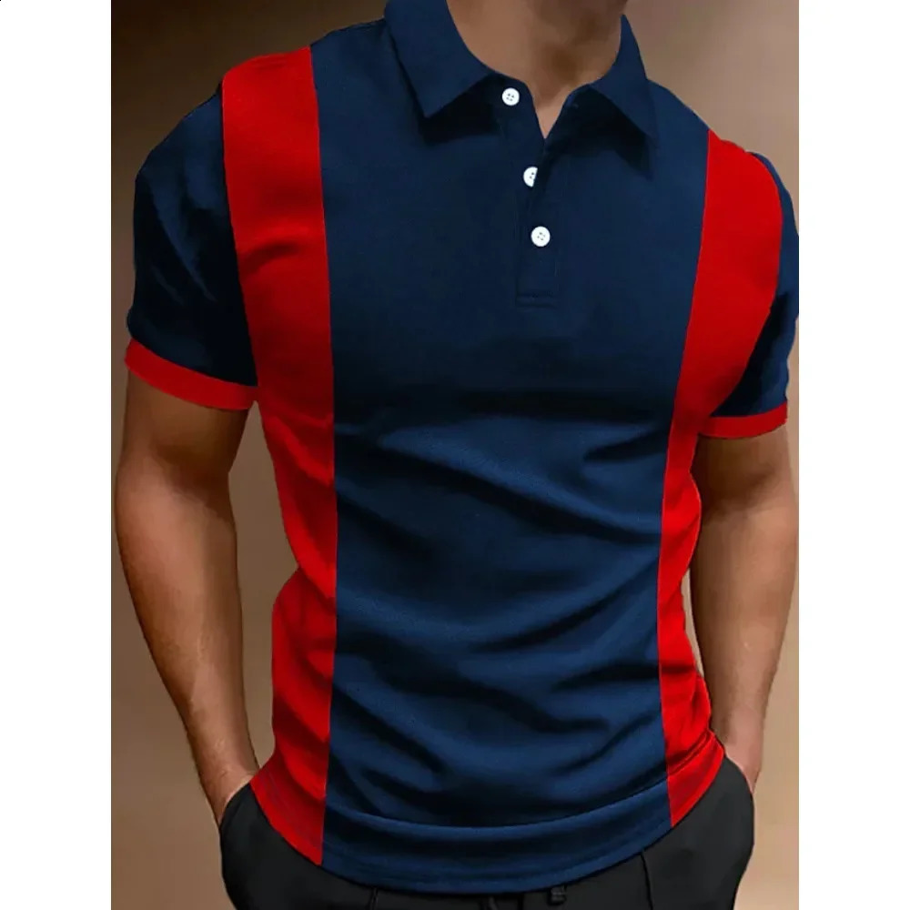Fashion Mens Polo Shirt 3D Thin Line Stripe TShirt Top Summer Short Sleeve Colorful Pattern Tee Casual Male Clothes 250311