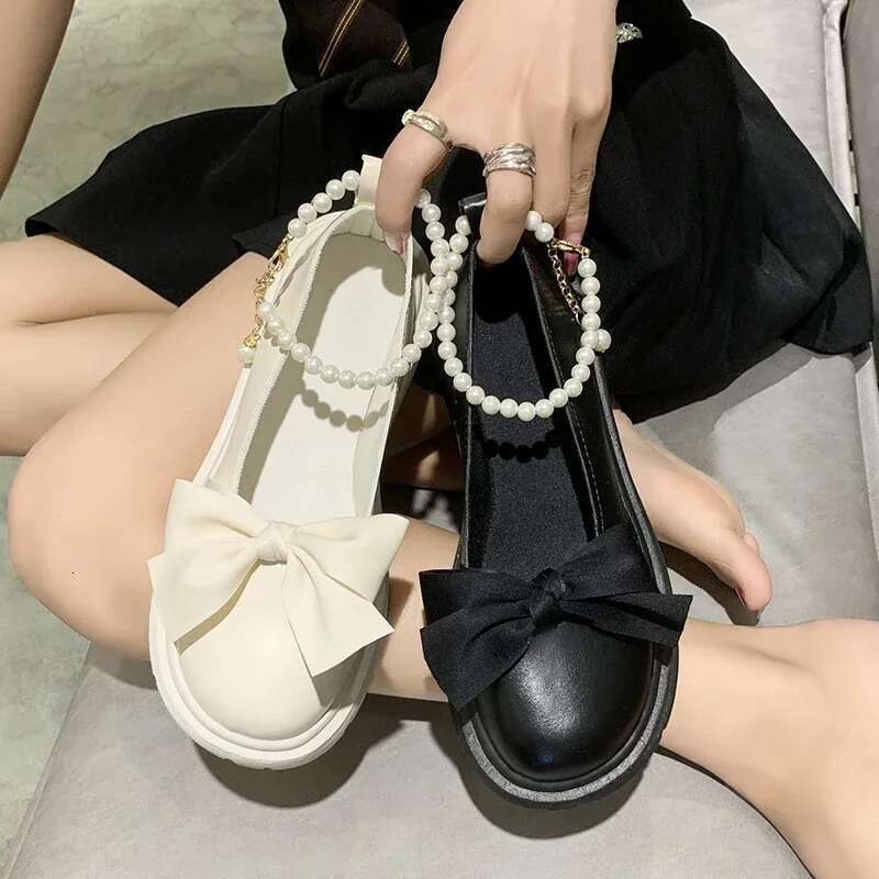 Women Thick Platform Mary Janes Lolita Party Pumps Summer New Sandals Bow Chain Mujer Shoes Fashion Oxford atos