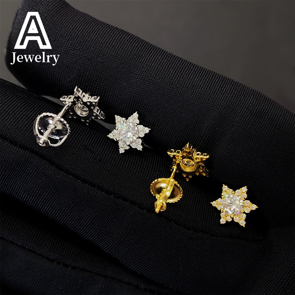 925 Sterling silver earrings Mens and womens hexagonal design earrings Hip Hop Mooissanite fine jewelry