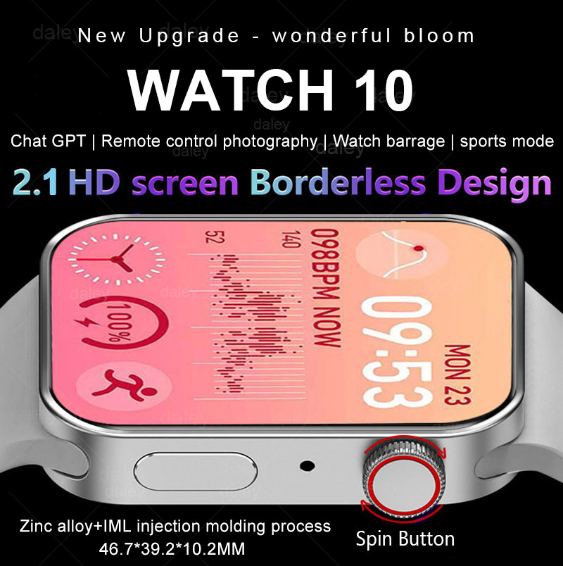 Sportwatch Smart Watch Series 10 S10 9 46mm 45mm 49mm Men Women Watch 2.1" Wristband Wireless Charging Strap Box Bracelet Smartwatch Ultra 2 Spor