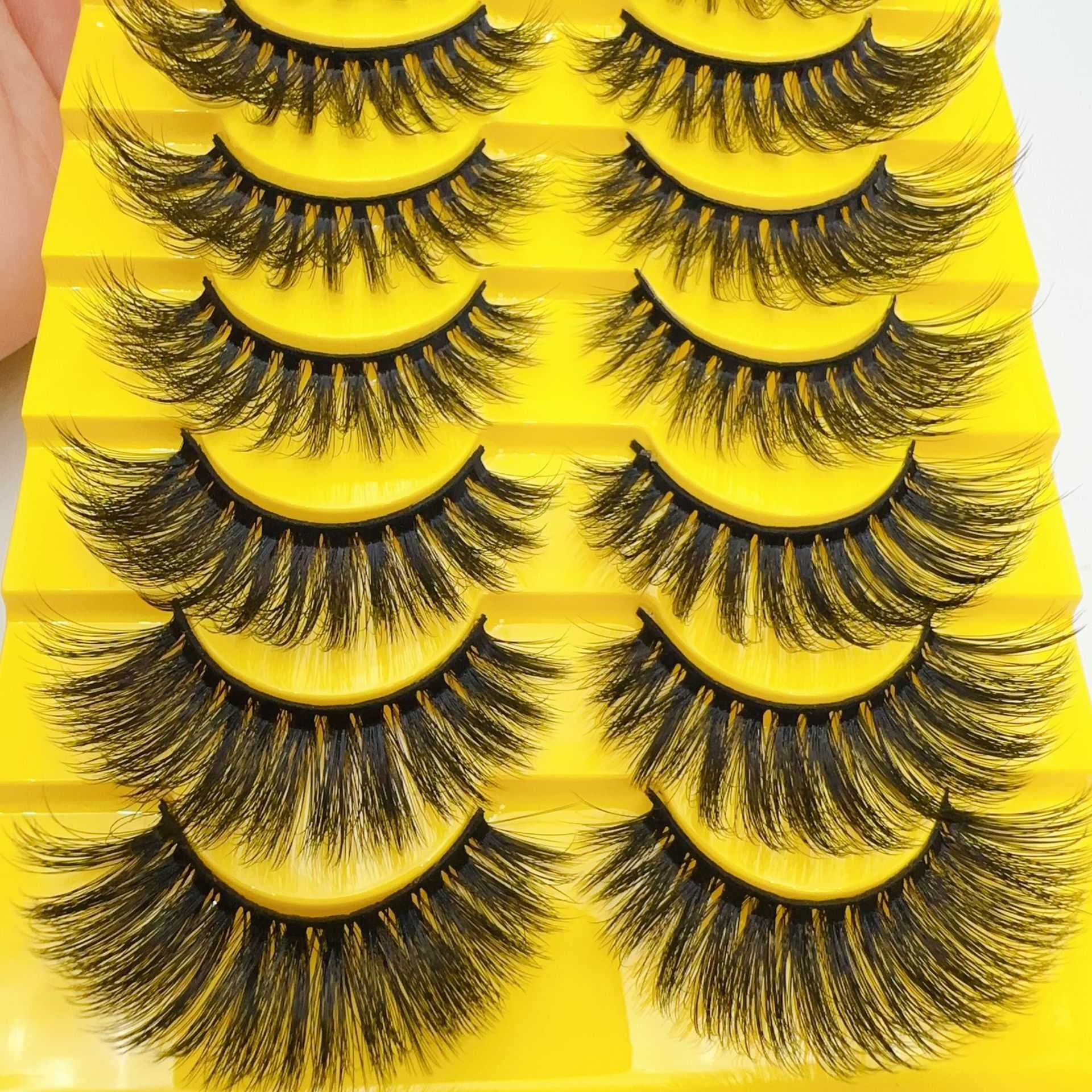 Ten Pair 3D Synthetic Fiber False Eyelash New Product Thick and Exaggerated Natural Curling Eyelash W250324