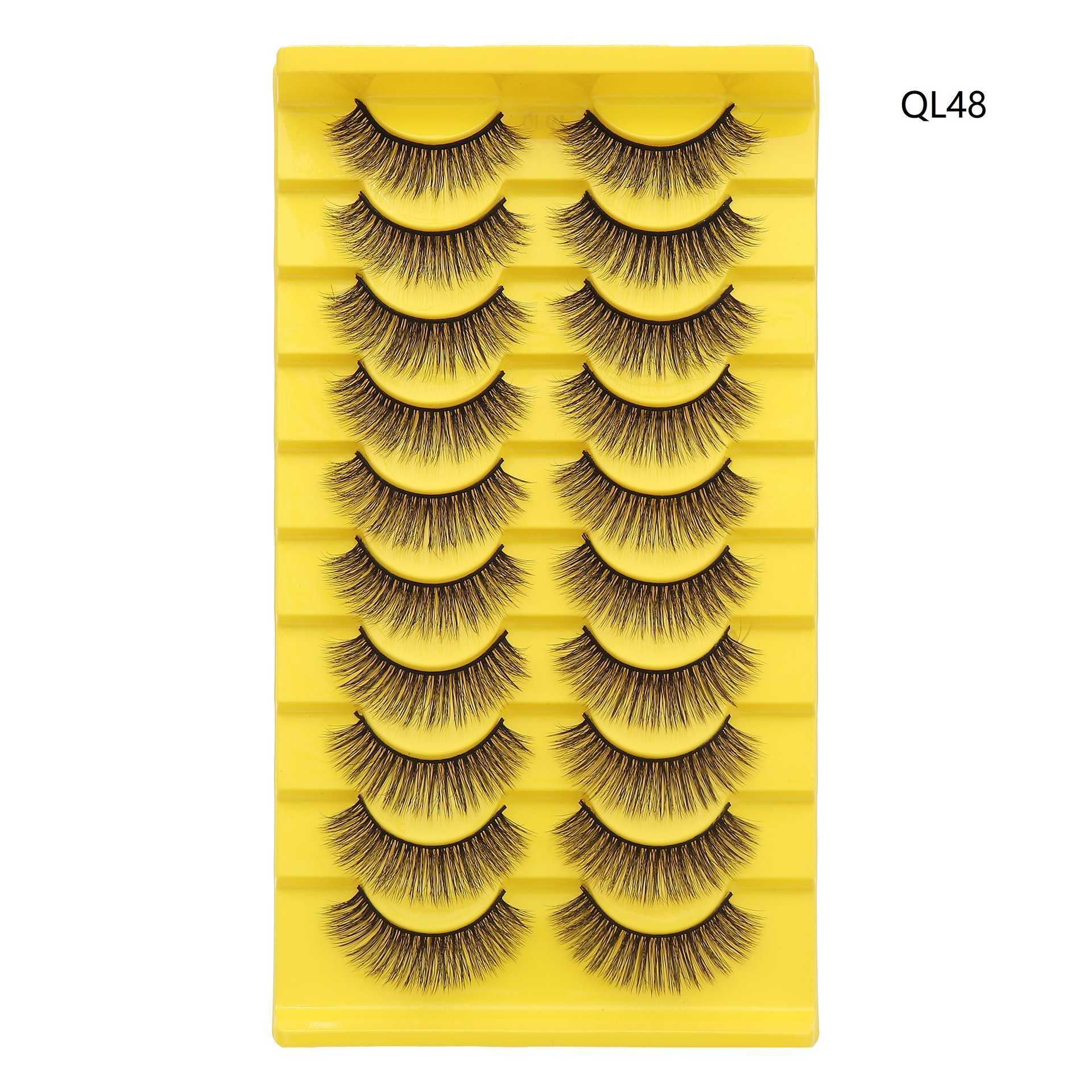Ten Pair 3D Synthetic Fiber False Eyelash New Product Thick and Exaggerated Natural Curling Eyelash W250324