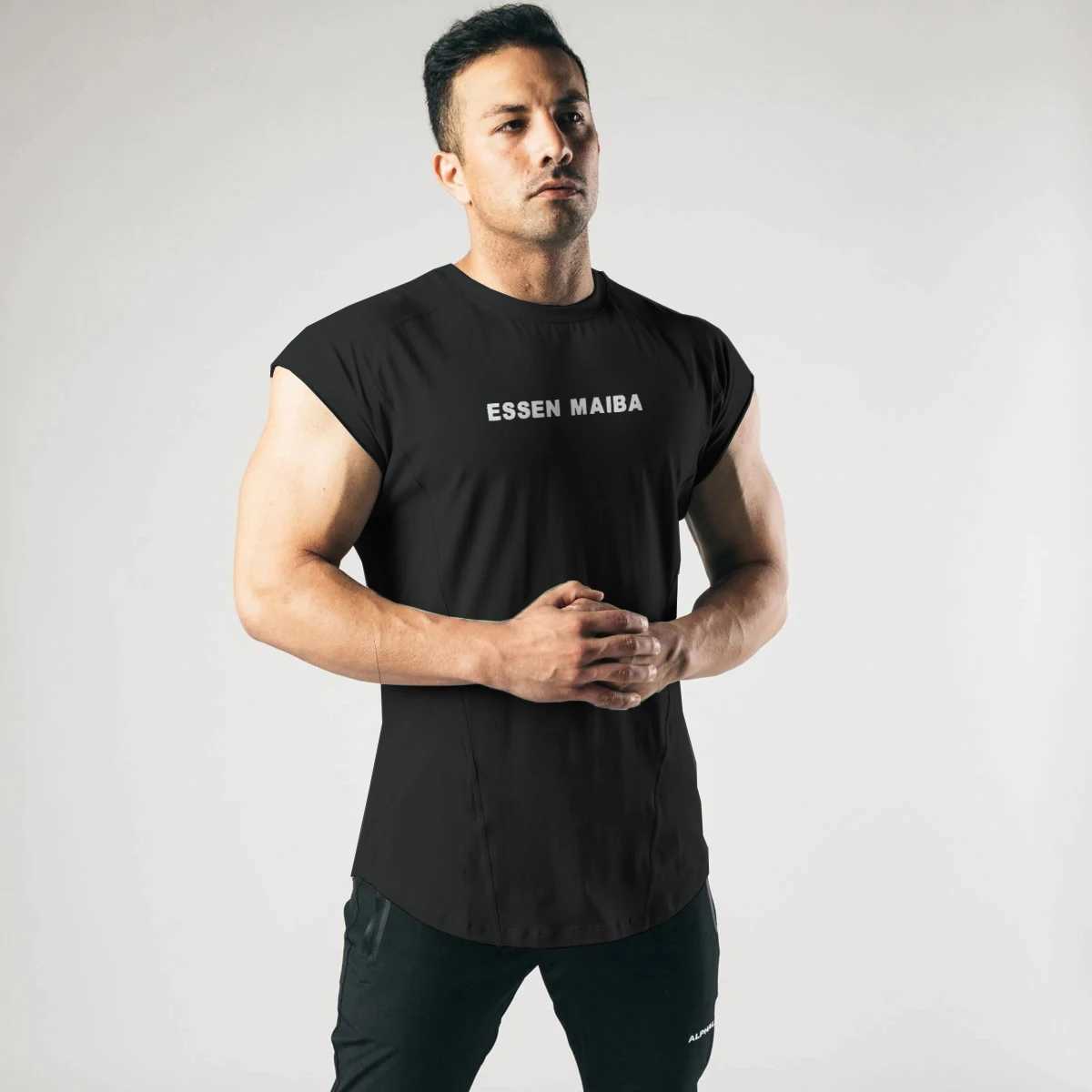 Mens sleeveless muscle shirt suitable for mens exercise fitness gym fitness training bodybuilding cotton breathable vest X250324