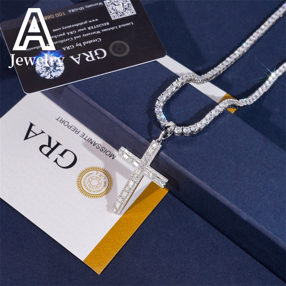 New Style Hip Hop iced out Cross Pendant Moissanite Pendant Pass Diamond Teste Pendantr