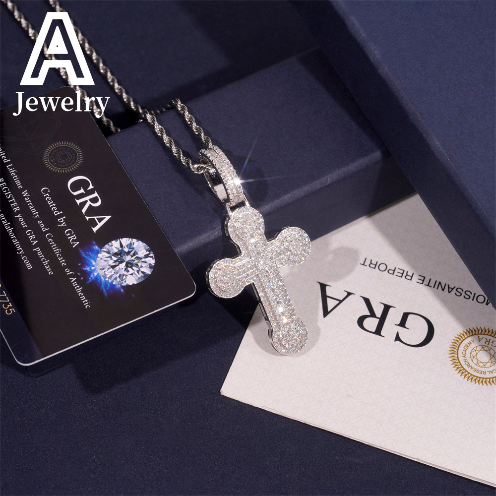 New Arrivals Hip hop cross pendant 925 sterling silver moissanite pendant iced out shining cross pendant