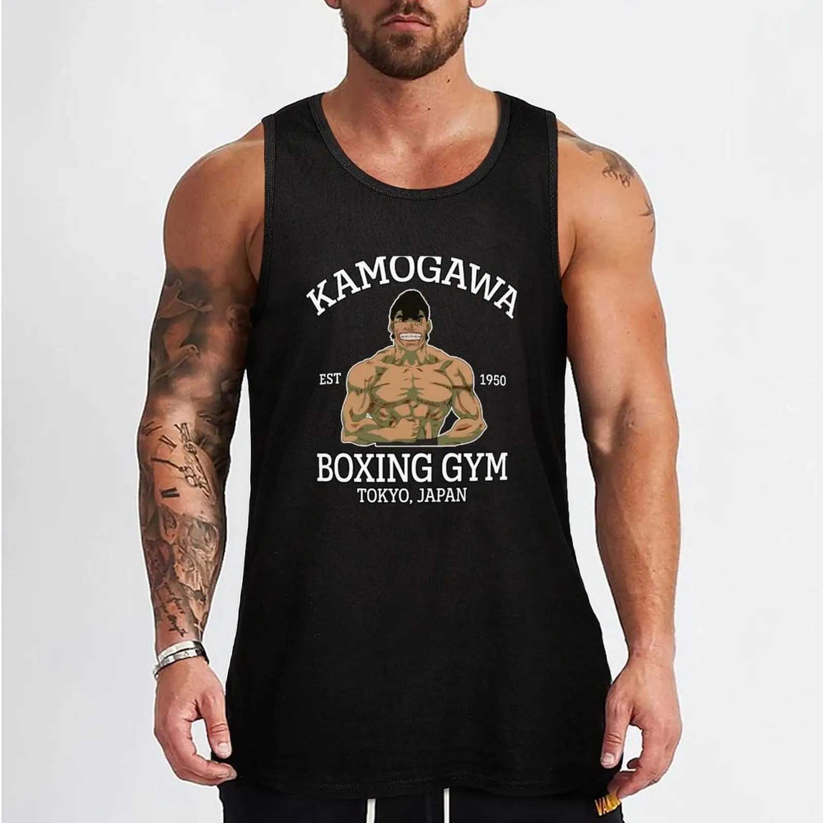 Kamogawa Boxing Gym Takamura Tank Mens Clothing Sleepless Shirt Mens Gym Mens T-shirt Anime X250324