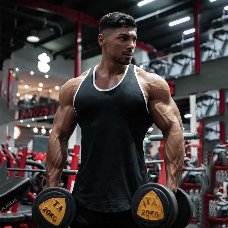 New mens mesh vest fitness gym clothing muscle exercise vest top-level muscle fitness sleeveless single sleeve mens shirt X2503241