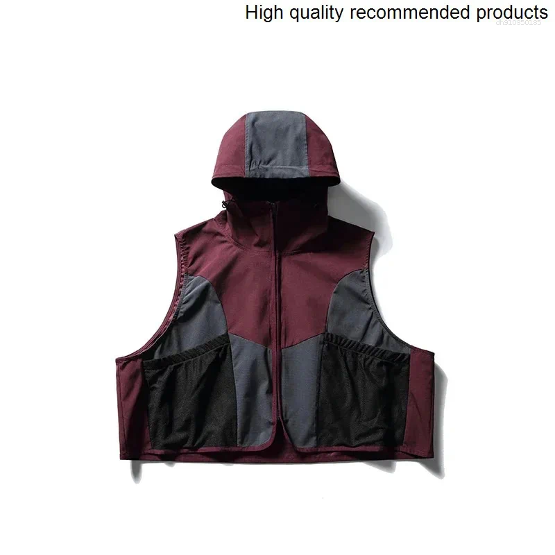 Men's Vests Women Outdoor Sport Fashion Men Loose Casual Hooded Cargo Vest Sleeveless Short Jacket Cityboy Streetwear Waistcoat Coat
