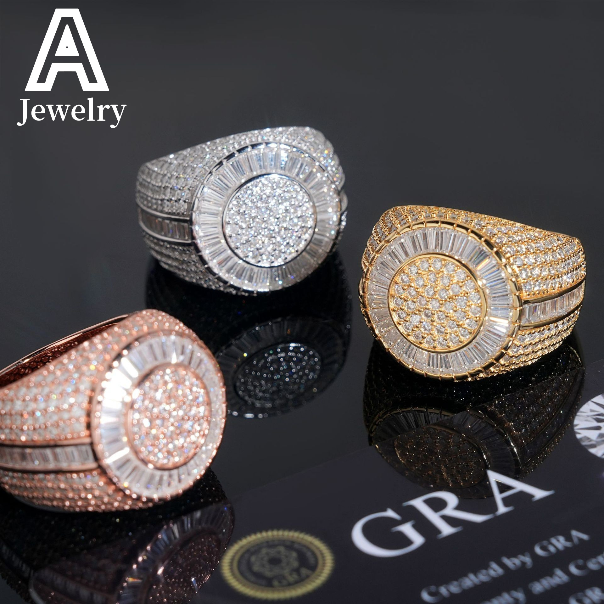 Half Iced Out Baguette Cut Moissanite Diamond Rings Men Fashion Wedding Bands 925 Sterling Silver Hip Hop Jewelry