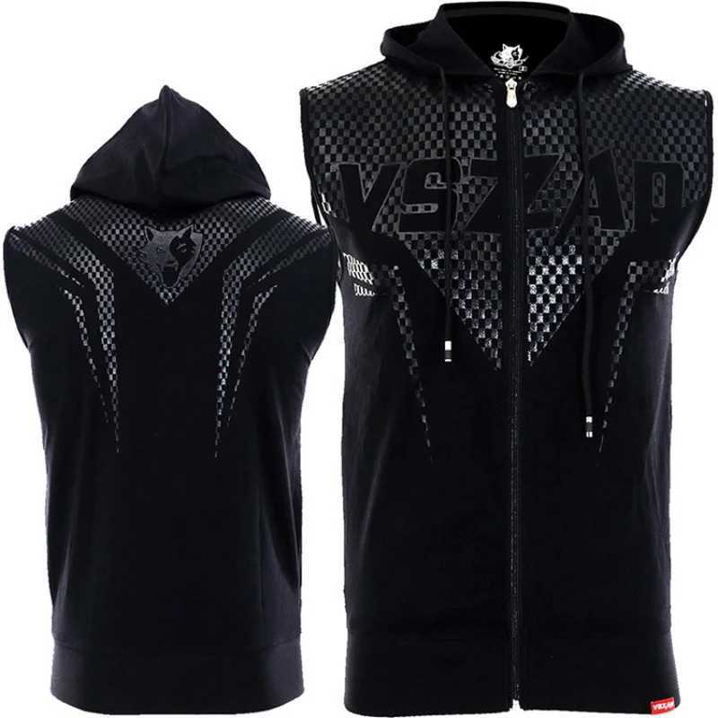 Vszap summer coat sports fitness hooded sleeveless fighting MMA ultra-thin fitness open top vest blade combat suit X250324