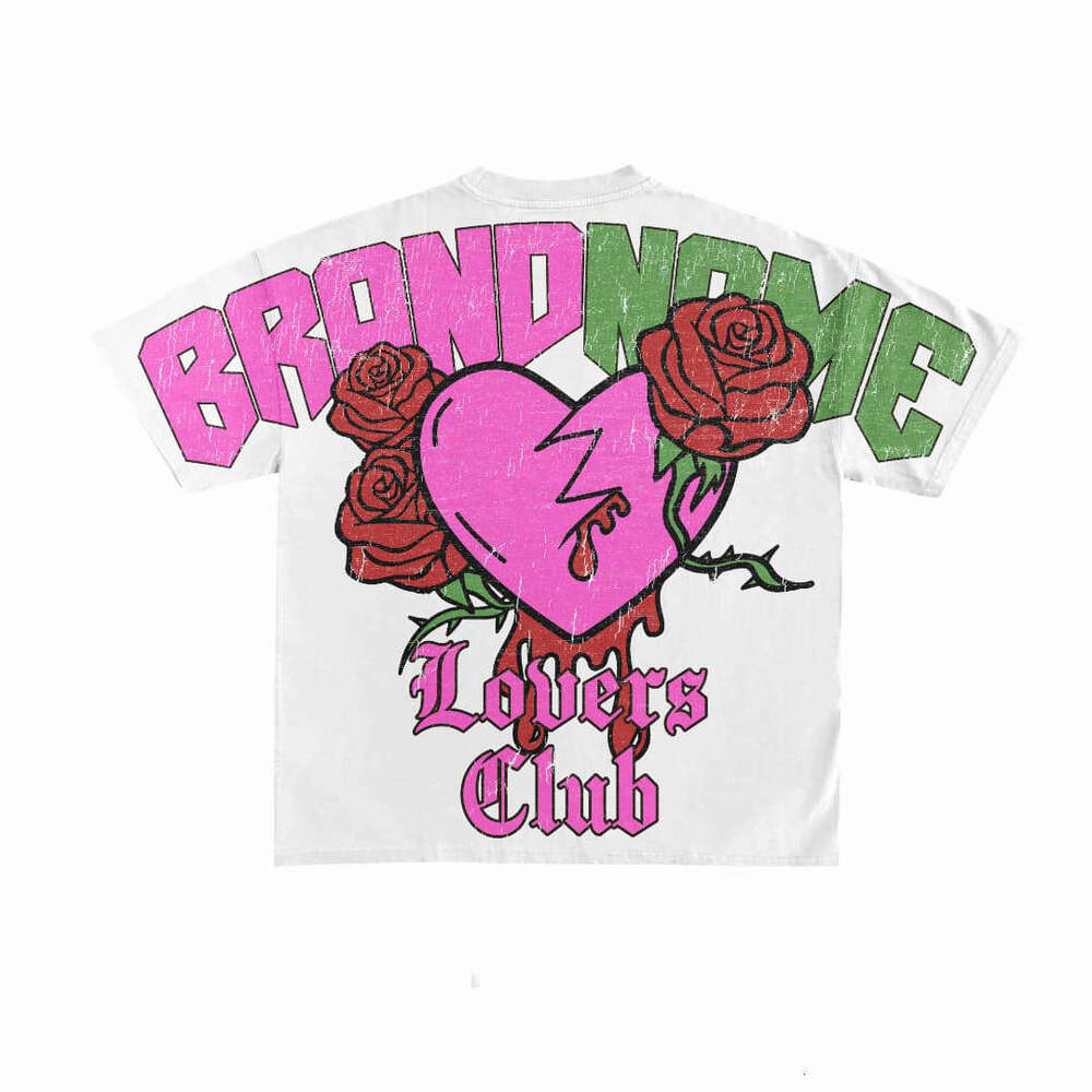 Summer New Personalized Printed T-shirt Hip Hop Extra Large Loose Street Top Short Sleeve