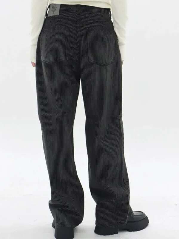 Vintage Vertical Striped Y2k Clothes Womens Haruku Retro Baggy Jeans Fashion Casual High Waist Slim Fit Trousers
