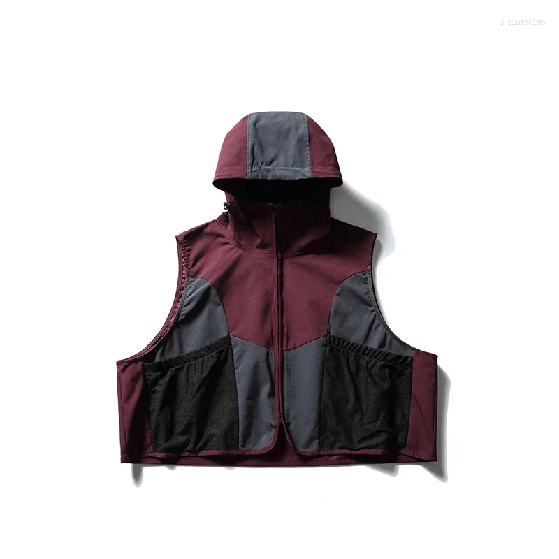 Men's Vests Women Outdoor Sport Fashion Men Loose Casual Hooded Cargo Vest Sleeveless Short Jacket Cityboy Streetwear Waistcoat Coat