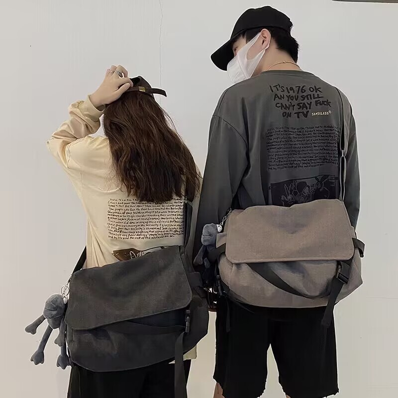 2025S Fashion Designer Korean Version Minimalist Ins Cool Canvas Men S And Women S Trendy Single Shoulder Crossbody Bag New Handbag