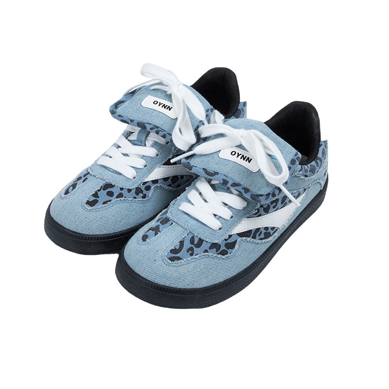 2025 new classic leopard print denim campus style low cut designer fashionable casual women's shoes