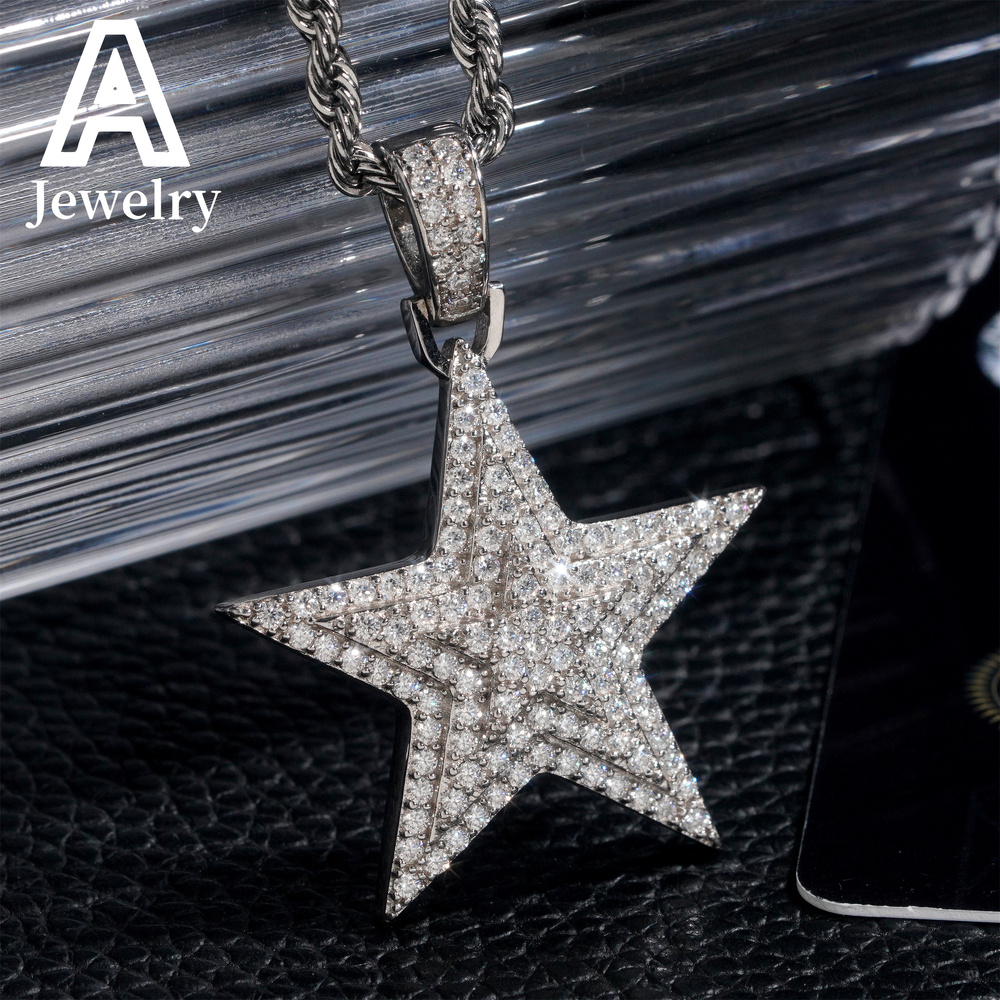 Hip Hop Fashion Jewelry 3 Layers Star Shape Moissanite Pendants