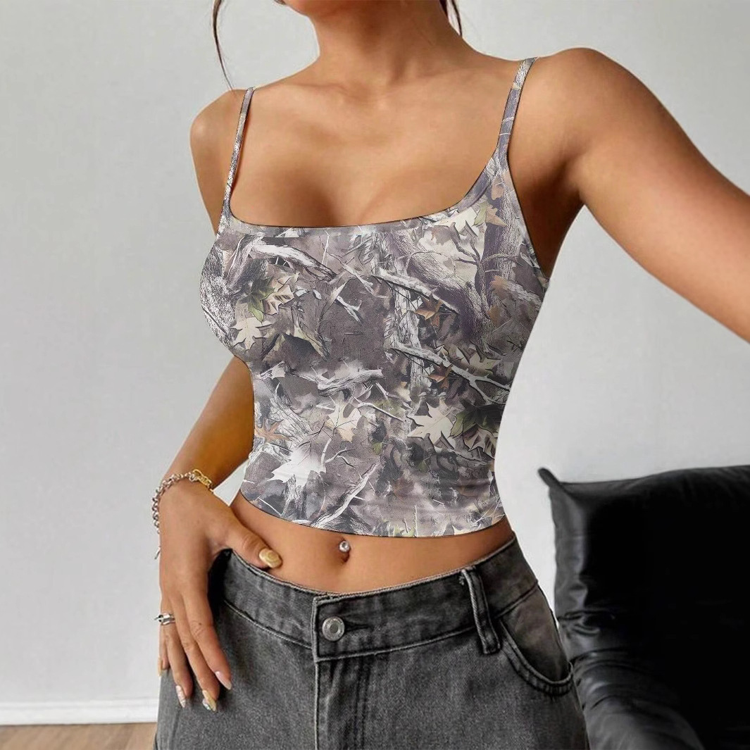 2025 New Hot Girl Women's Summer New Strapless Printed Top Designer Tank Top Strap Printed Outdoor Slimming Open Umbilical Sleeveless Temperament