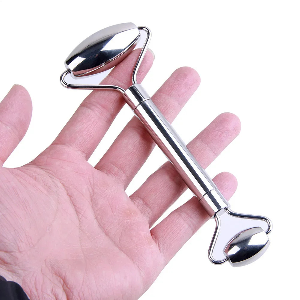 Anti Cellulite Massager Stainless Steel Facial Roller Gua Sha Tool Set Face Care Massage Crystal Jade Rose Quartz Health 250321