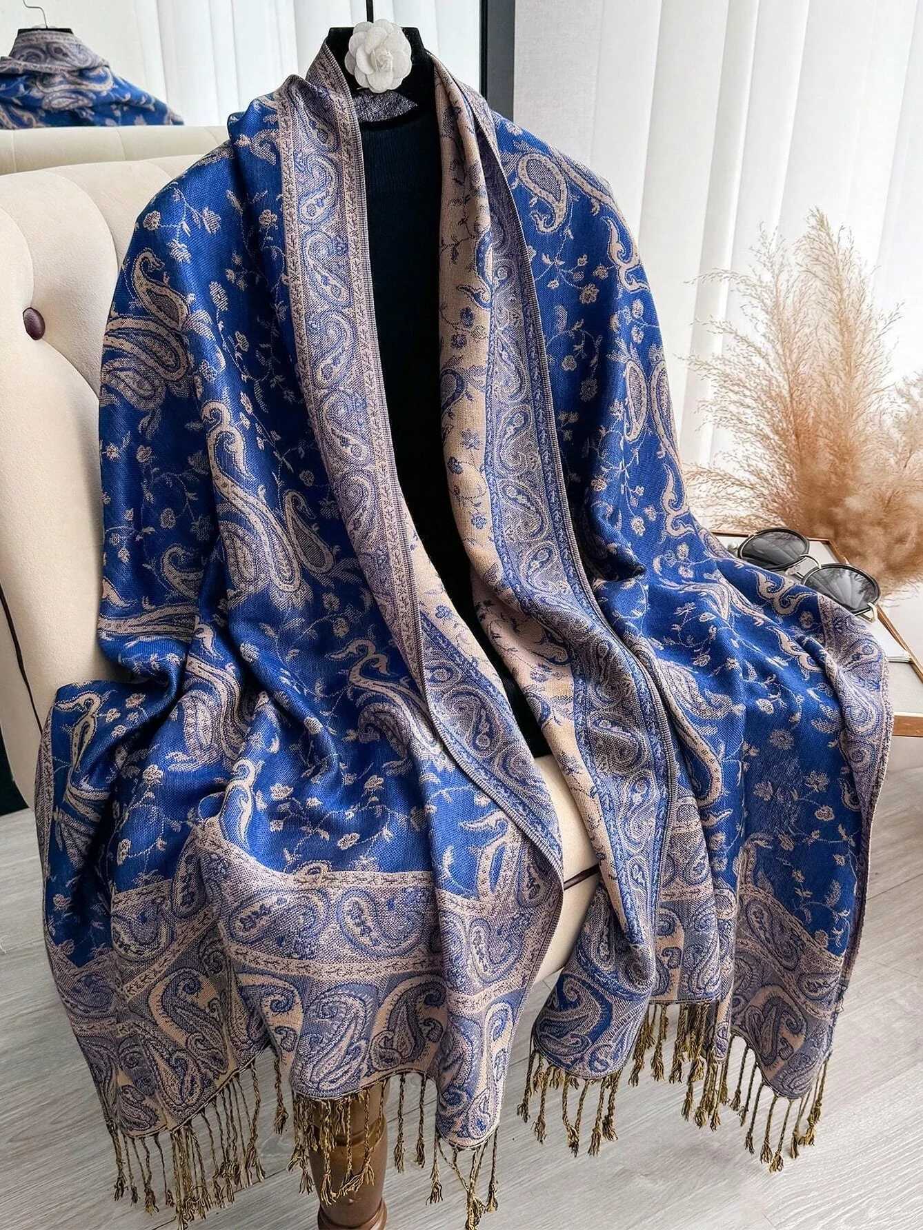 24Color Luxury Bohen Style Shawl Wen Scarf Jacquard Paisley Pattern Designer Womens Muslim Headscarf X250324