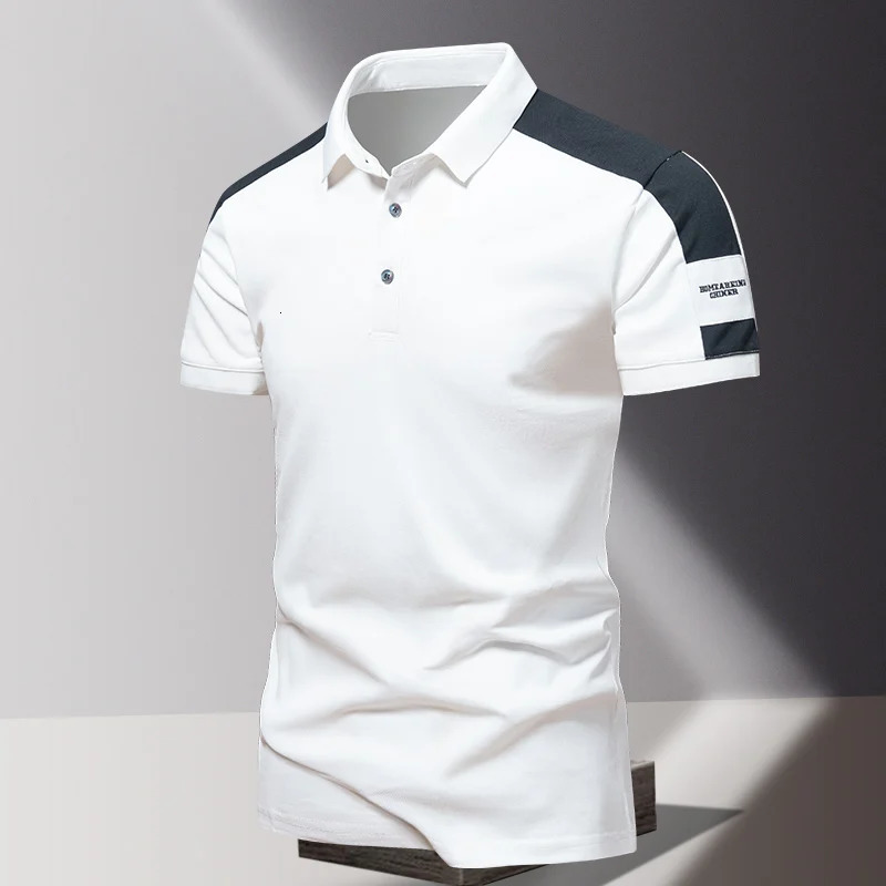 Mens polo shirt summer silk highend business casual short sleeved Tshirt solid color thin pure cotton lapel top 250312