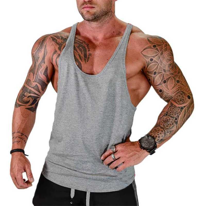 Fitness vest mens fitness clothing blank fitness shirt single sleeved sleeveless vest cotton muscle striped vest X250324