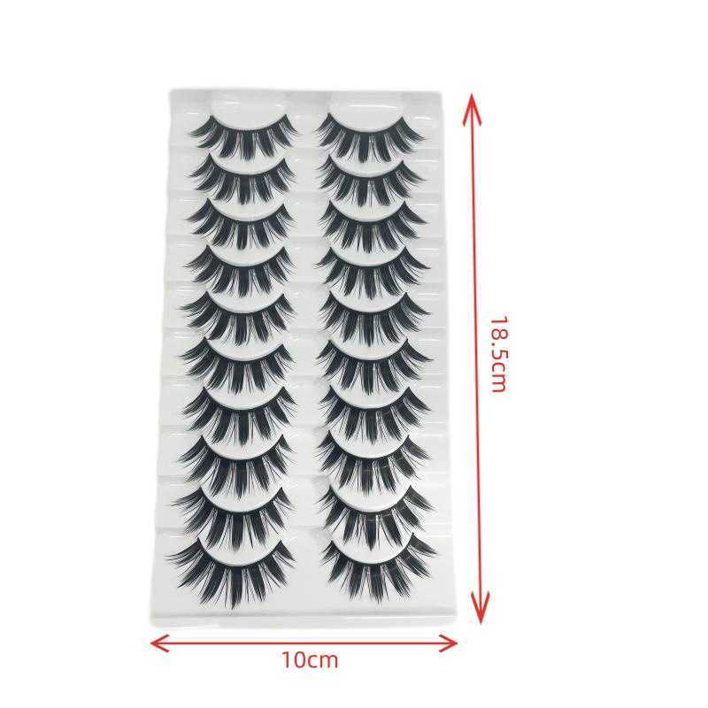 Thick curled false eyelashes ten pairs of big devil eyelashes natural COS pointed tail black hard stem W250324