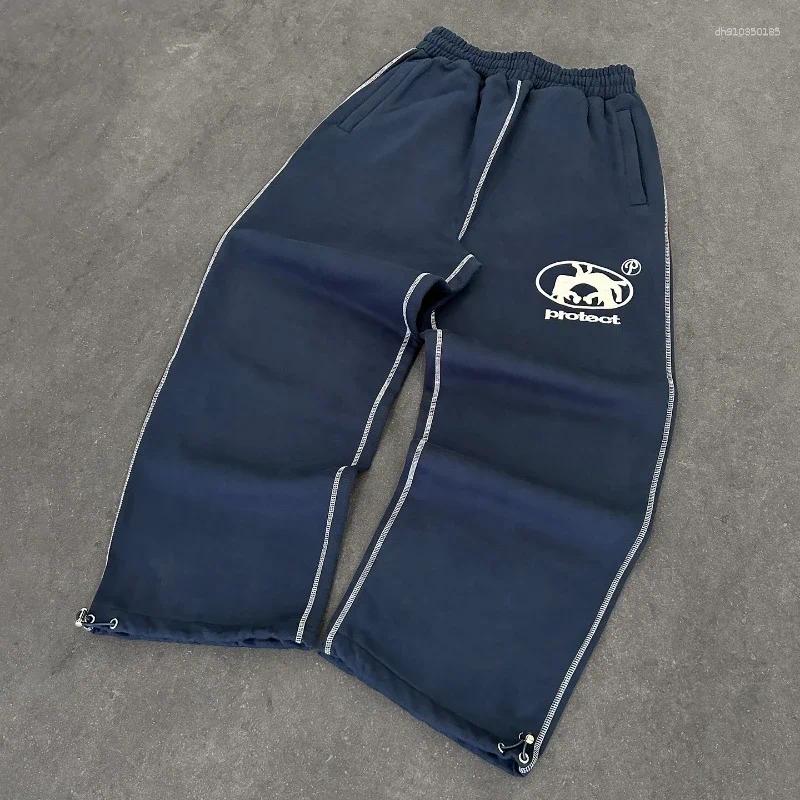 Men's Pants Y2K Man Cargo Joggers Vintage Casual Embroidered Cotton Sweatpants Men Women Fashion Wide Leg Merican Streetwear