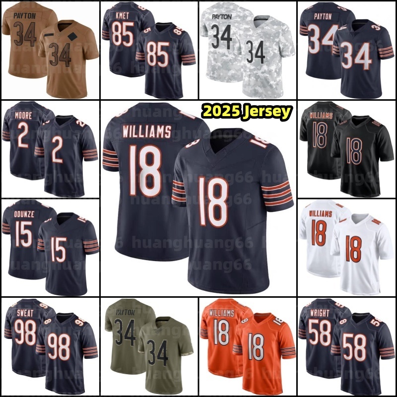 Caleb Williams DJ Moore Colston Loveland Football Jersey DAndre Swift Brisker Cole Kmet Rome Odunze Devin Hester Walter Payton Luther Burden III Tory Taylor Johnson