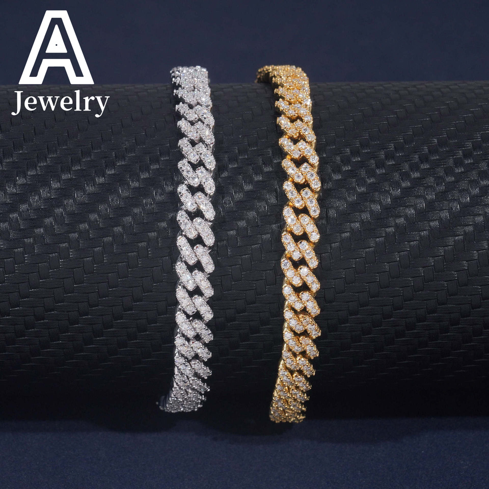 6mm Diamond Iced Out Cuban Link Chain 925 Sterling Silver Moissanite Necklace Hip Hop Jewelry Necklace Bracelet