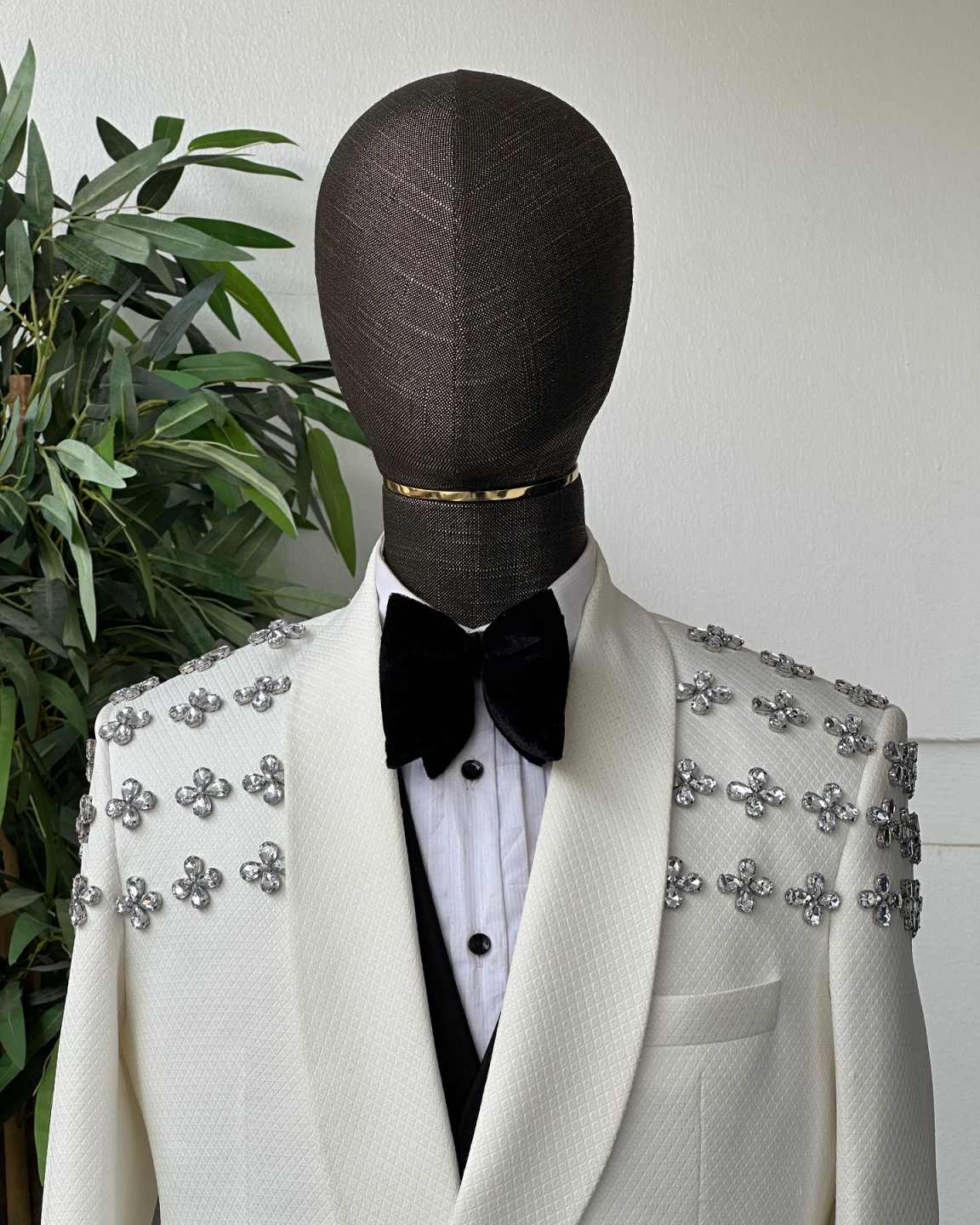 Stylish Wedding Tuxedos Crystal One Button Men Suit Shawl Lapel 1 Piece Set Jacket Evening Groom Business Blazers Customized