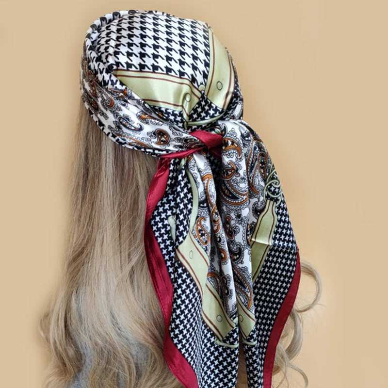 Europe and America Print Kerchief Fashion Flower Sunscreen Bandan Four Seasons Popar Silk Scarves New 90X90CM Square Shawl X250324