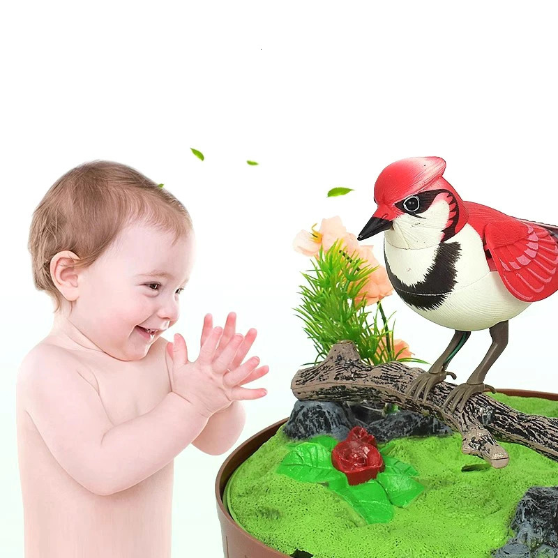 Sound And Voice Control Stimulation Induction Cage Bird Electric Pet Toy Garden Display Childrens Gifts 250320