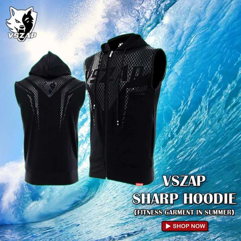 Vszap summer coat sports fitness hooded sleeveless fighting MMA ultra-thin fitness open top vest blade combat suit X250324