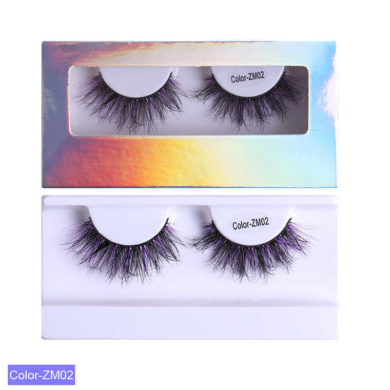 1 pair of thick and explosive colored false eyelashes with exaggerated and messy movements curled and curled eyelashes W250324